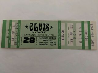 Vintage Elvis Presley Concert Ticket 1977 Savannah Civic Center Georgia The King