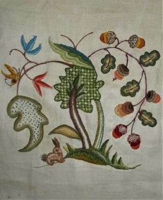 Vintage Jacobean Floral Finished Kit Completed Erica Wilson Crewel Embroidery