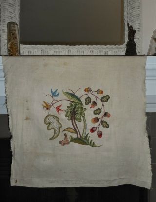 Vintage Jacobean Floral FINISHED Kit Completed Erica WILSON Crewel Embroidery 5