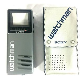 Vtg 1987 Sony Watchman Portable Tv Model Fd - 10a With Case,  Handheld