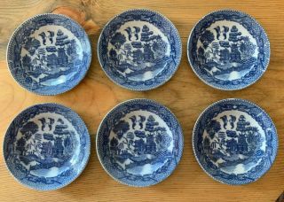 Vintage Blue Willow Japanese Mini Plates Set Of Six (6)
