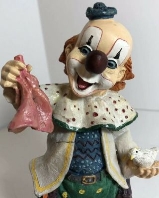 Vintage Magic Tricks Clown Figurine Statue With Dove - Handkerchief 7 1/2” 72