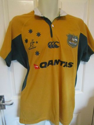 Vintage Australia Rugby Union Home Cotton Shirt Jersey Canterbury Qantas M Vgc