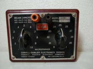 Cornell - Dubilier Electronics " Decade Capacitor " Model Cdb 3 - Vintage - 600 Volts