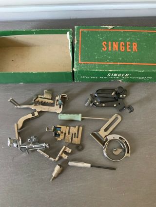 5 Boxes Vintage SEWING MACHINE PARTS GREIST SINGER KENMORE Sewing Attachments 5