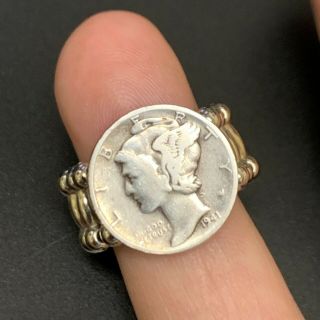 Vintage Stretchable Mercury Dime Coin Ring 1941