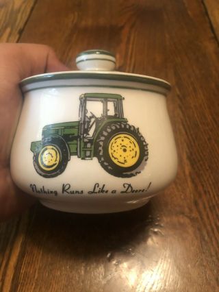 Vintage John Deere Sugar Bowl Marketed By Gibson Usa “nothing Runs Like A Deere”