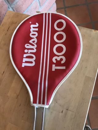 Vintage Wilson Tennis Racquet T3000 With Cover.  Tennis Racket