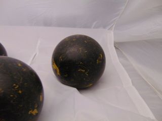 (3) vintage Bocce / Bowling Deck Balls black with yellow 5 