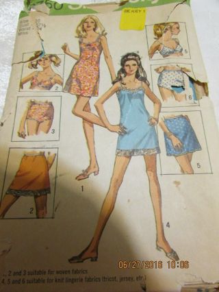 Vintage 60s Uncut Mini Full Half Slip Bra Panties Sz 10 Simplicity 8750 Pattern