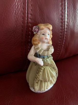 Vintage 3 1/2” Lace Dipped Hula Girl Dancer Porcelain Figurine Japan L&M Inc 3