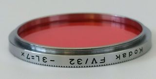 Vintage Kodak Camera Lens Filter FV/32 - 3L=7x 32mm Red Made In Germany 2