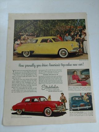 Vintage 1949 Studebaker Champion Custom Automobile Car Print Ad