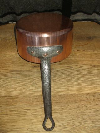 Vintage French Copper Cuisine Sauce Pan Tin Lined Metal Handle Multi - Use 2.  1kg
