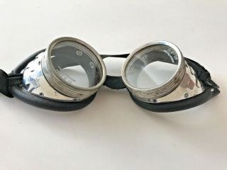 Vintage Augenseite Safety Goggles Steel Rivets Steampunk Silver Black