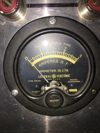 Vintage Ge Antenna Amperes Rf Meter Gauge 0 - 3 Thermocouple Type 8dw52abr