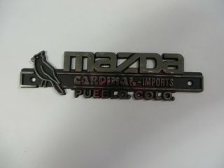Vintage MAZDA CARDINAL Car Dealership Emblem PUEBLO,  COLORADO Logo Advertising 2