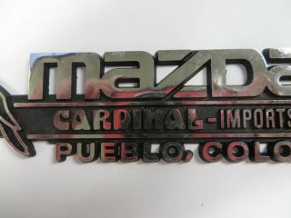 Vintage MAZDA CARDINAL Car Dealership Emblem PUEBLO,  COLORADO Logo Advertising 4