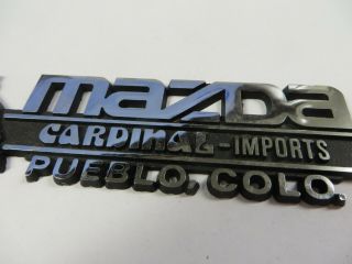 Vintage MAZDA CARDINAL Car Dealership Emblem PUEBLO,  COLORADO Logo Advertising 7