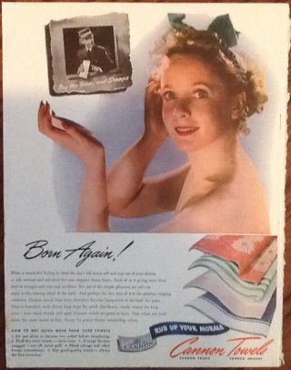 Cannon Towels 1940s Ad 1943 Vintage Advert Wwii War Bond Nude Model Art