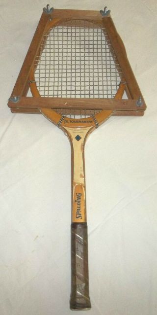 Vtg Spalding Wood Jr.  Tournament Tennis Racquet With Wood Press