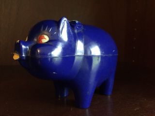 Vintage Blue Hard Plastic Piggy Bank Toy Town Corp York