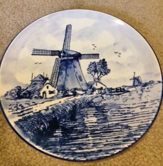Vintage Delft Handpainted Made In Holland Wall Plate Windmill