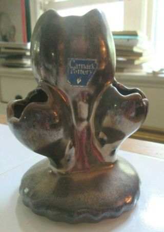 Vintage Camark Gold Brown Irredescent Glaze Tulip Vase