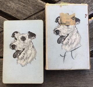 Vintage Parson Jack Russel Terrier Puppy Dog Pinochle Centaur Playing Cards Deck