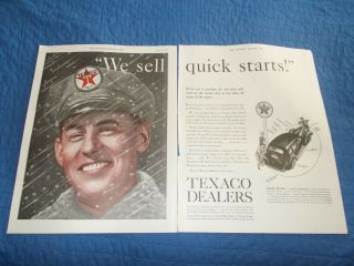 1938 2 Page Texaco Vintage Ad Dealer Town Gas Circle Service Fire Chief