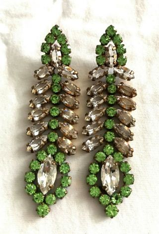 Vintage Jewelry Rhinestone Puzett Earrings Husar.  D S - 36