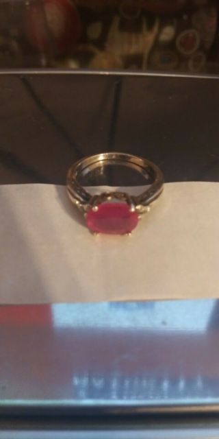 VINTAGE STERLING SILVER 925 NATURAL OLD RUBY RING SZ 7.  5 5