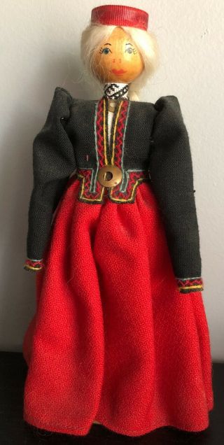 Wood And Cloth Doll In Traditional Costume,  Perhaps Scandinavian