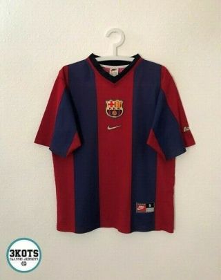 Barcelona Fc 1998/00 Home Nike Football Shirt S Mens Vintage Soccer Jersey