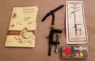 Vintage Sunrise Aa Fly Tying Vise Instruction Practical Flies Book 1966 Thread
