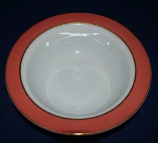 Vintage Pyrex 9 " Serving Bowl White Milk Glass W Gold Trim Pink Flamingo Rim
