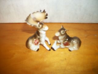 G8 Vintage Bone China Moose Salt Pepper Japan Figurines Stickers 3 "