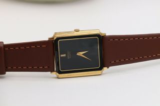 Mens Seiko Elegant Two Tone Black Gold Tank Style Wrist Watch 7430 - 5169