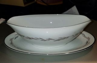 Noritake " Graywood " Gravy Bowl With Attached Underplate,  Vintage,  Japan,  6041