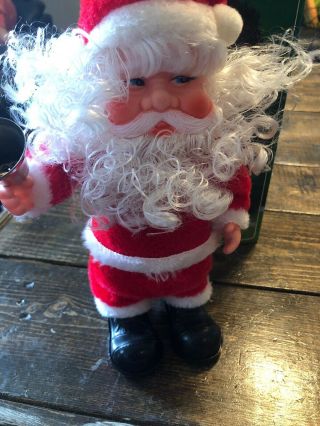 Vintage “walking 10 " Santa Claus Musical Toy Jingle Bells,  Box