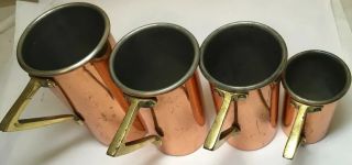 4 Cups Set Graduated Vintage Copper & Bronze Measuring Cups