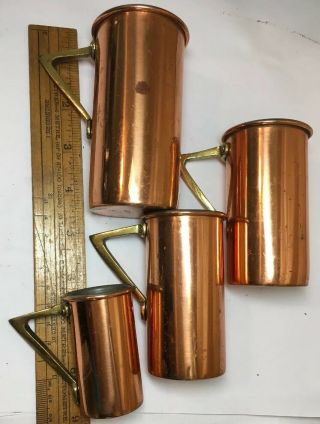 4 Cups Set Graduated Vintage Copper & Bronze Measuring Cups 5
