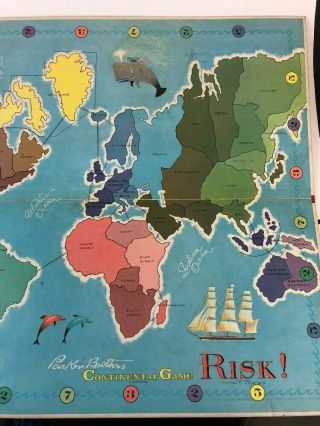 Vintage 1959 Risk Continental Parker Bros Game Board Only Replacement Part Piece