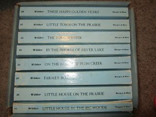 Vintage 1971 Laura Ingalls Wilder Little House On The Prairie Blue Box Set Of 8