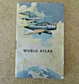 1940’s World War Ii Ww2 World Atlas Compliments Of American Red Cross Small Vtg