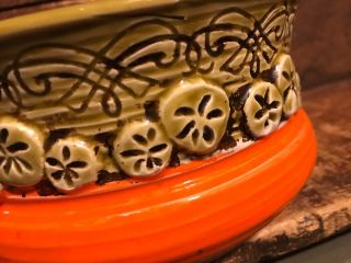 Vintage Retro Mid Century Modern Inarco Pottery Planter Dish Bowl Orange Gold