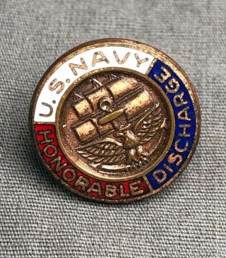 Old Vintage Wwii World War Ii Usn U.  S.  Navy Honorable Discharge Naval Lapel Pin