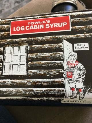 Vintage Towle ' s Log Cabin Syrup Tin Bank Advertising Promo Chimney Slot 1979 4