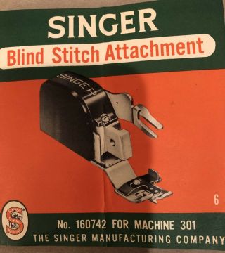 Vintage Singer Blind Stitch Attachment 301 With Screw Box 160742