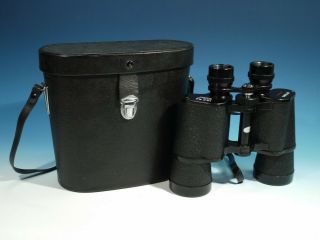 Vintage Optomax 10 X 50 Field 5 Degrees Binoculars In Case.